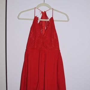 Red Lace Romper